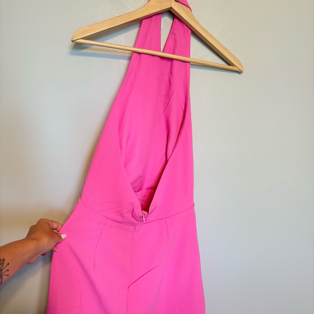 NWOT Vestique Pink Tulip Skirt Open Back Halter Dress - Picture 3 of 10